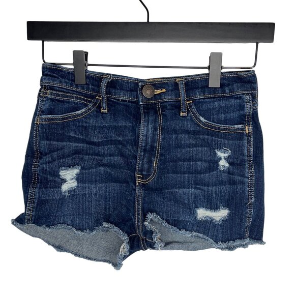 Abercrombie & Fitch High Rise Distressed Cutoff Jean Shorts Women’s 0 (25) - Picture 2 of 13
